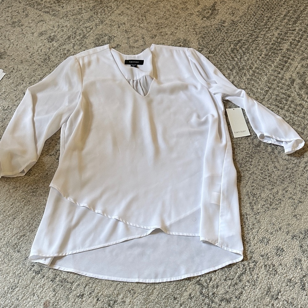 Karen Kane White Layered Blouse